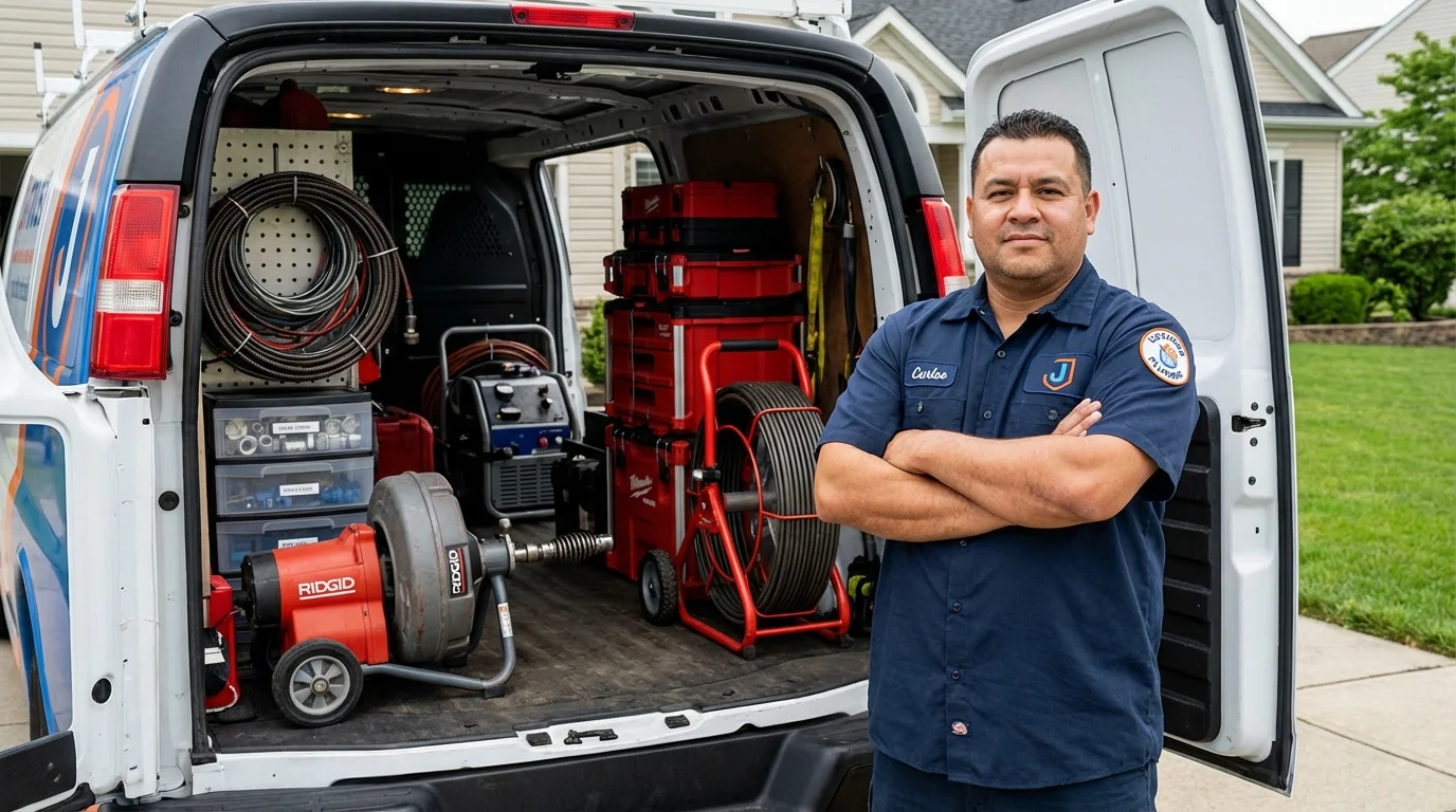 Professional drain cleaning equipment and Johns Plumbing LLC plumber in Agua Dulce