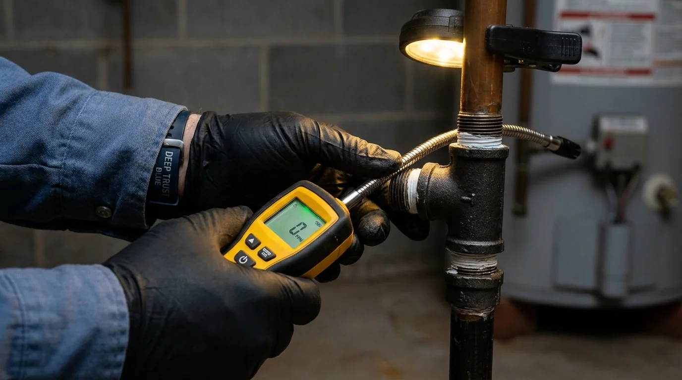 Gas leak detection with electronic sniffer by Johns Plumbing LLC in Agua Dulce